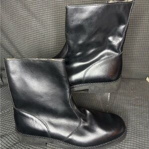 Sleek Black Cortina Leather Men's Boots Made in Italy
